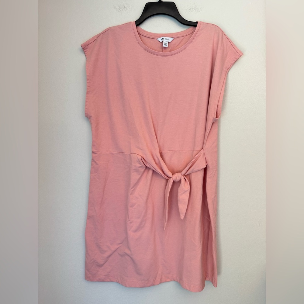 Nine West Pale Pink Tie Shirt Dress - Size XXL